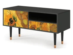 Móvel De Tv| Mueble de TV - 115х59х48 cm - T3 - Sunflowers, Antracite Cinza antracite