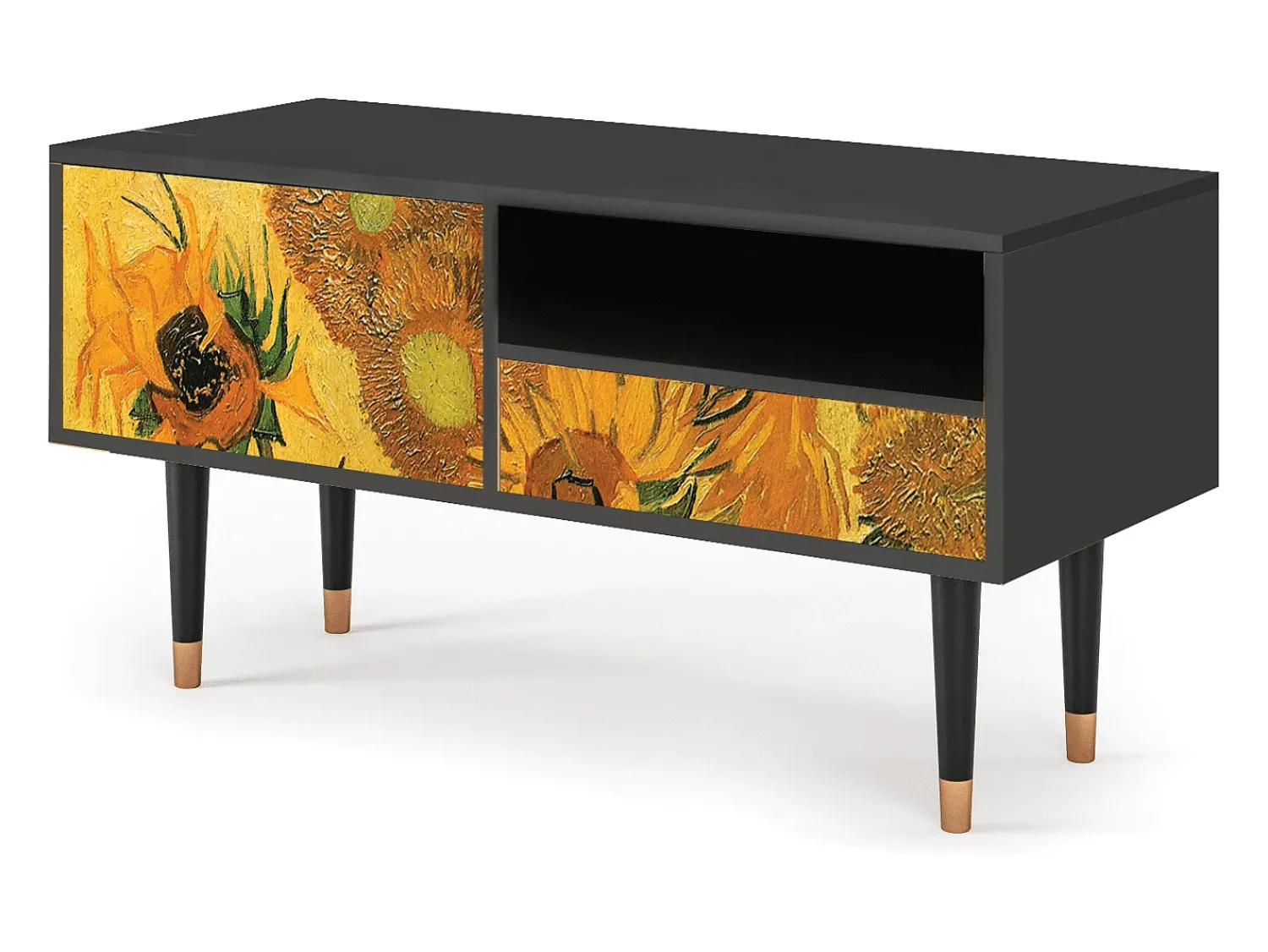 Móvel De Tv| Mueble de TV - 115х59х48 cm - T3 - Sunflowers, Antracite Cinza antracite