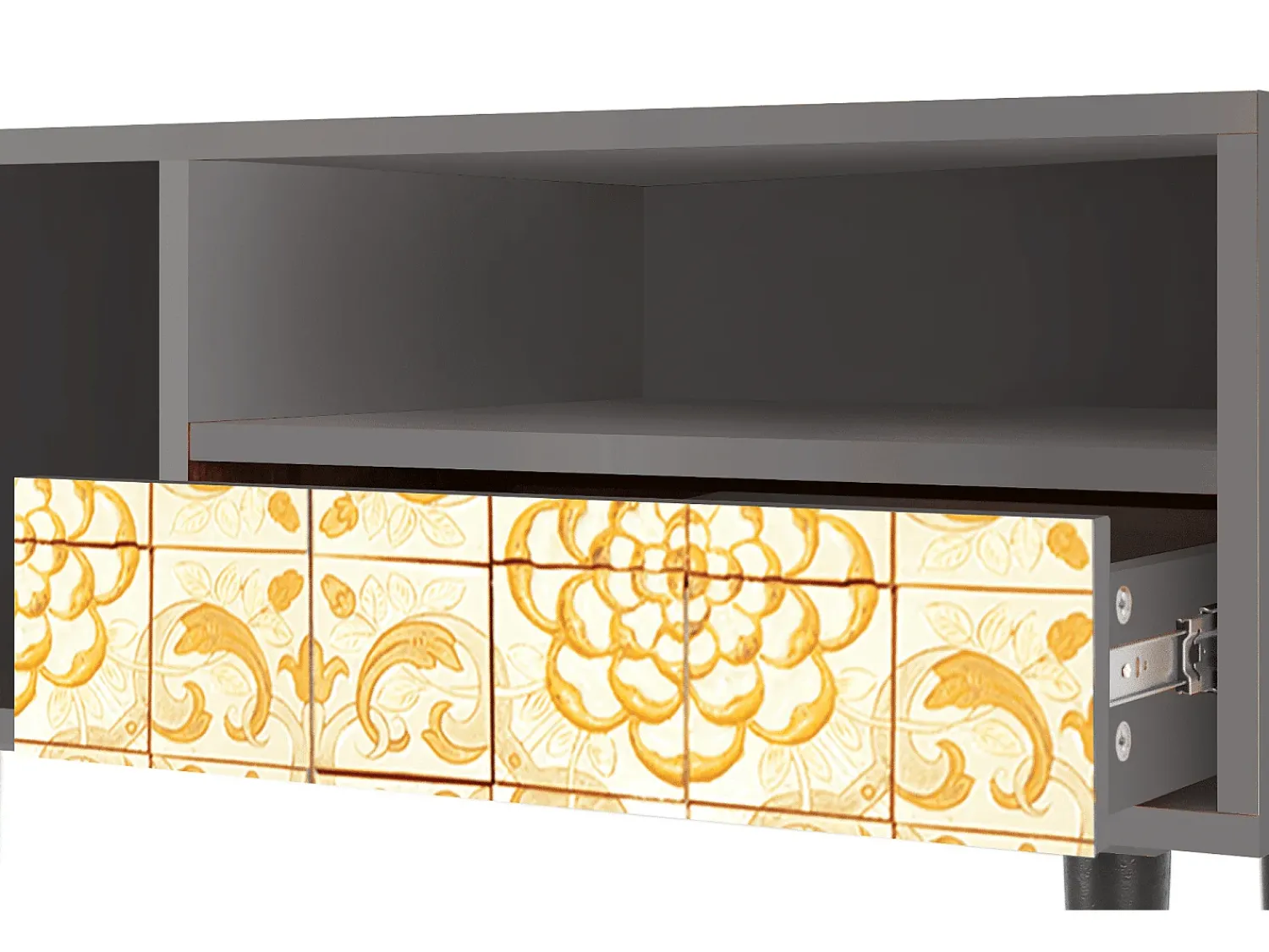 Móvel De Tv* Mueble de TV - 115х59х48 cm - T3 - Sunshiny Tile, Cinza Cinzento