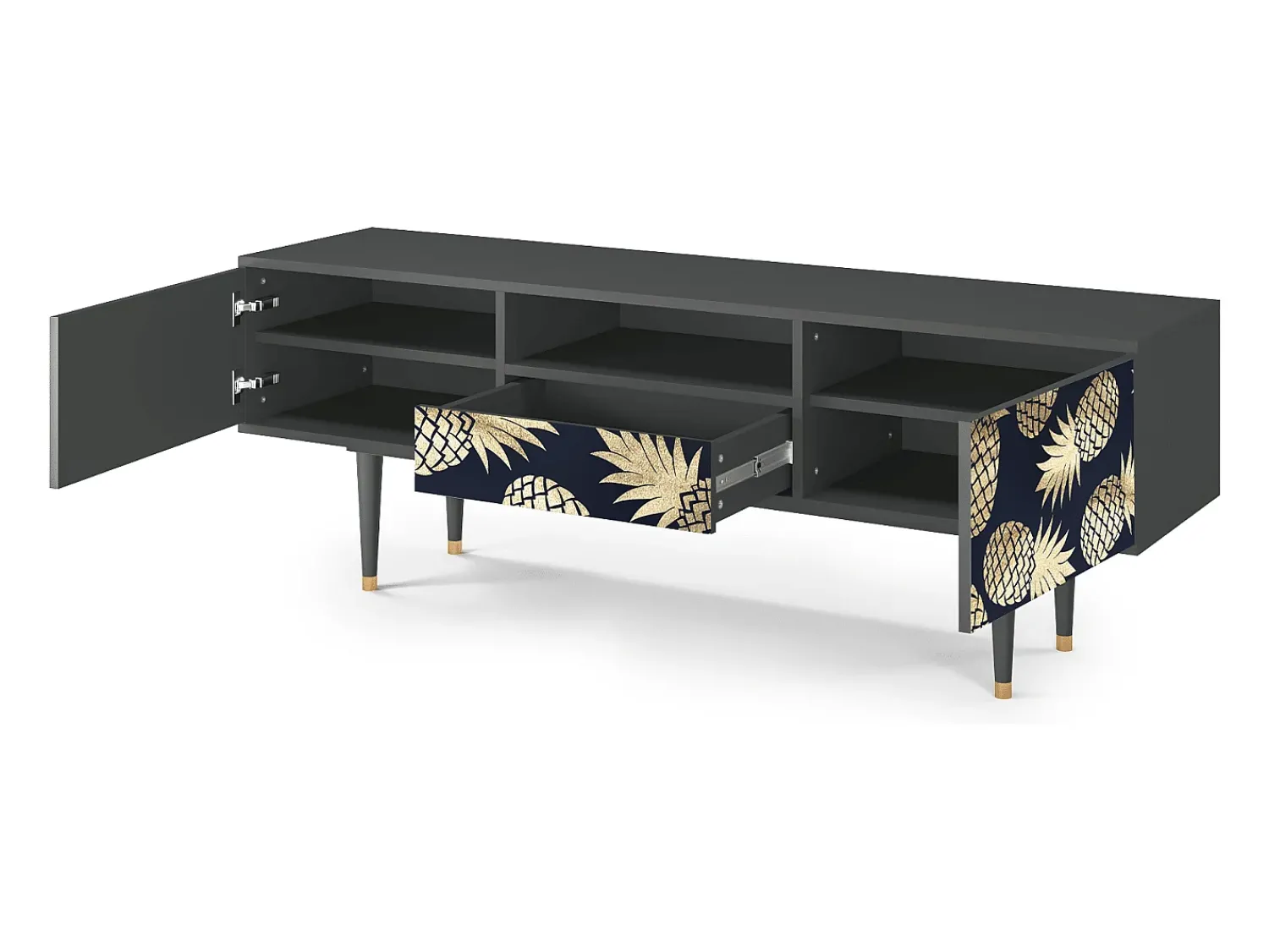 Móvel De Tv| Mueble de TV - 170х59х41 cm - T6 - Sunny Pineaple, Antracite Cinza antracite