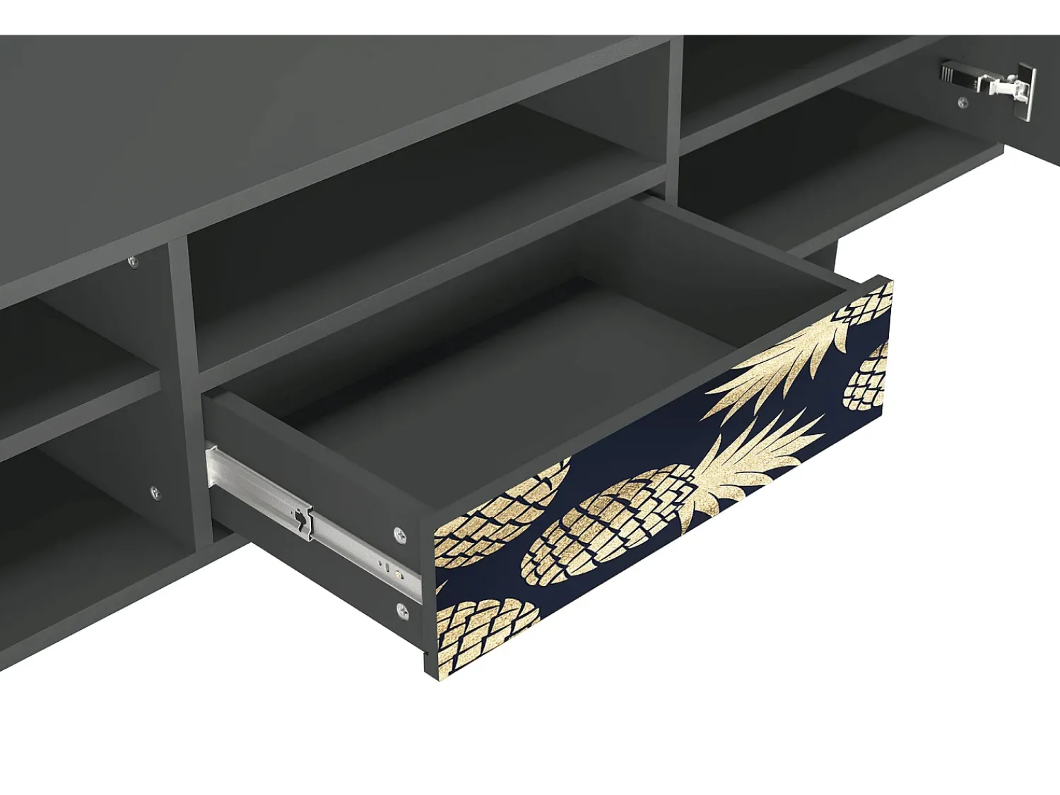 Móvel De Tv| Mueble de TV - 170х59х41 cm - T6 - Sunny Pineaple, Antracite Cinza antracite