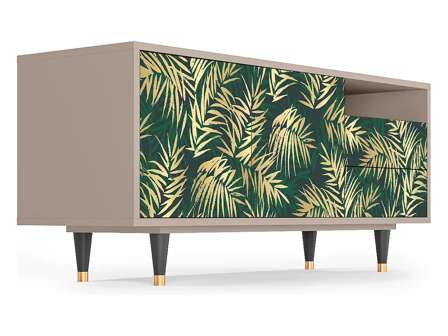 Móvel De Tv* Mueble de TV - 125х56х41 cm - T7 - Sunny Palm Tree, Latte Bege