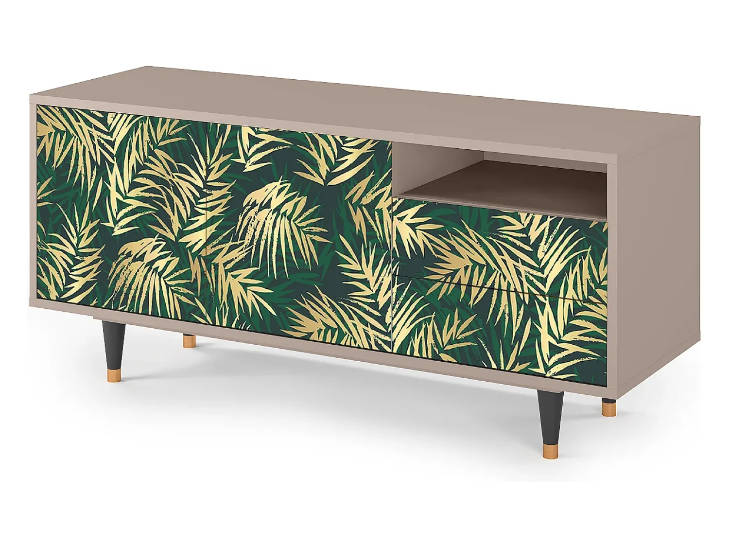 Móvel De Tv* Mueble de TV - 125х56х41 cm - T7 - Sunny Palm Tree, Latte Bege