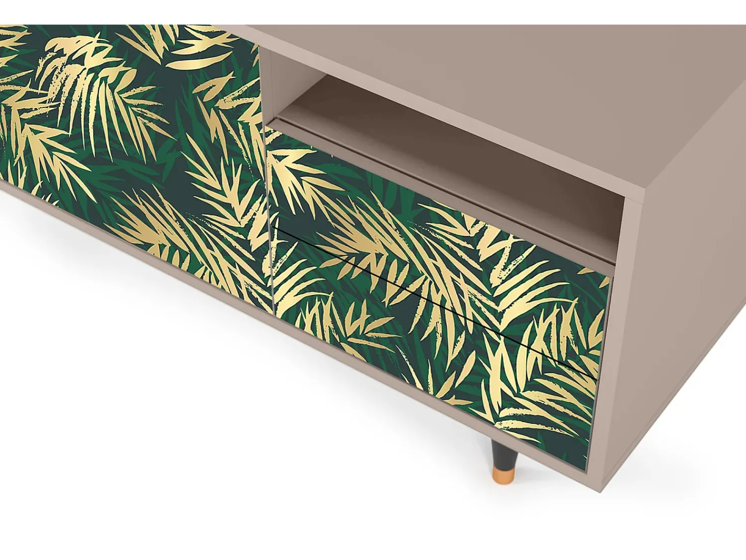 Móvel De Tv* Mueble de TV - 125х56х41 cm - T7 - Sunny Palm Tree, Latte Bege