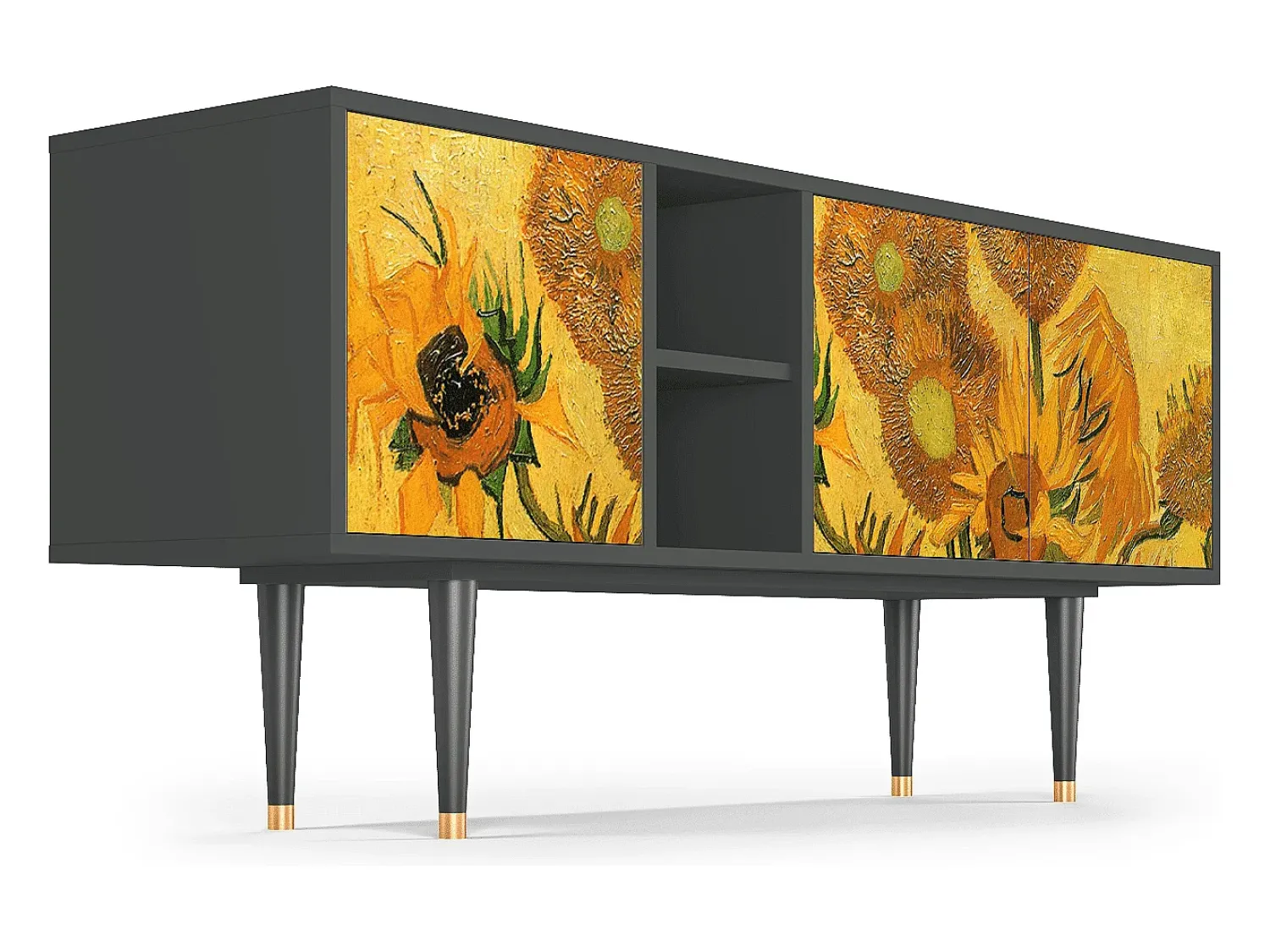 Mueble de TV - 150х69х41 cm - T5 - Sunflowers, Antracite^ Móvel De Tv