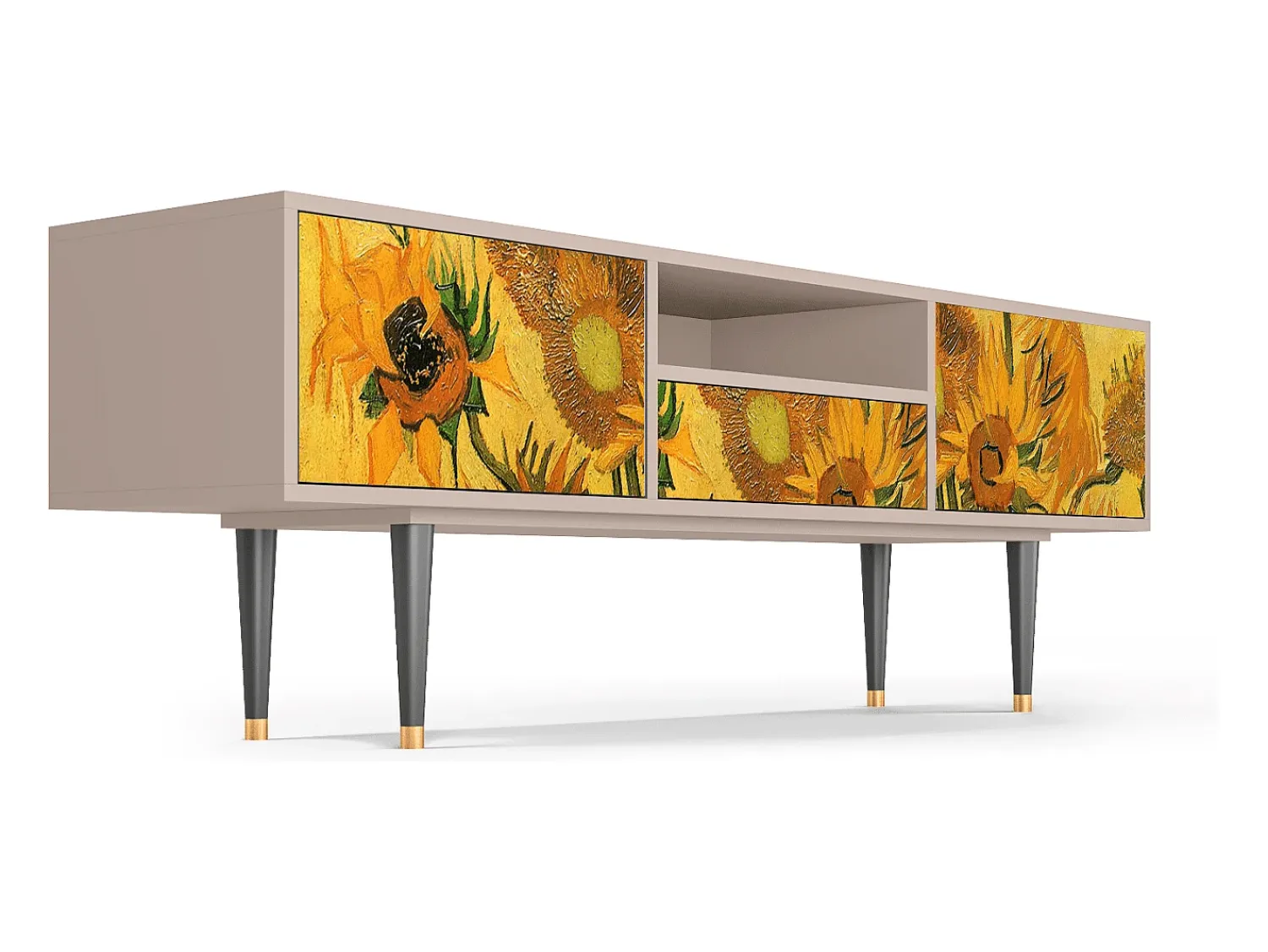 Clearance Mueble de TV - 170х59х41 cm - T6 - Sunflowers, Latte Bege