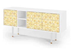 Móvel De Tv| Mueble de TV - 150х69х41 cm - T5 - Sunshiny Tile, Branco Bege
