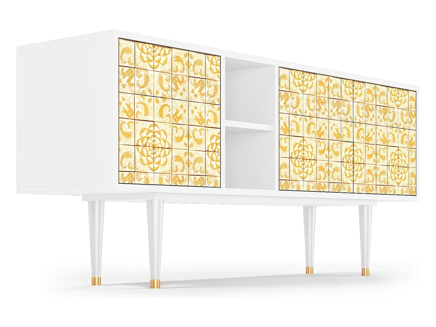 Móvel De Tv| Mueble de TV - 150х69х41 cm - T5 - Sunshiny Tile, Branco Bege