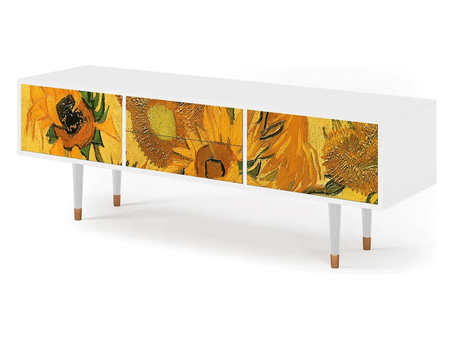 Móvel De Tv* Mueble de TV - 170х59х48 cm - T4 - Sunflowers, Branco Bege