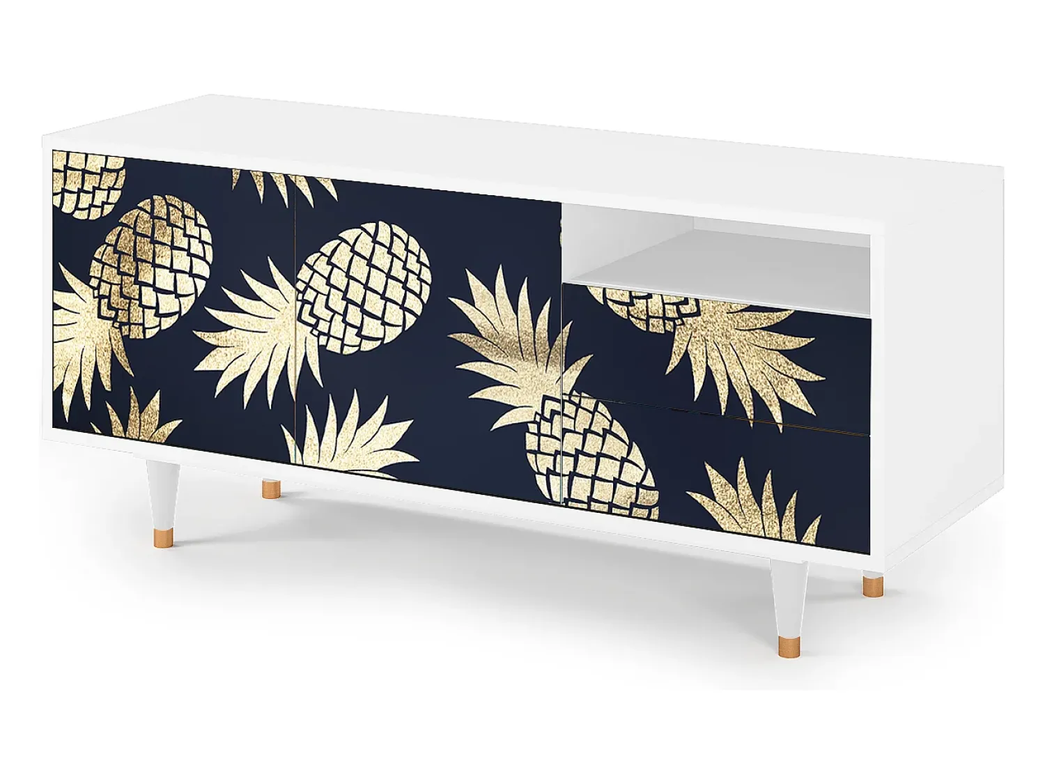 Outlet Mueble de TV - 125х56х41 cm - T7 - Sunny Pineaple, Branco Bege