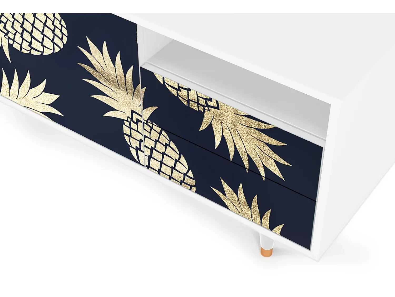 Outlet Mueble de TV - 125х56х41 cm - T7 - Sunny Pineaple, Branco Bege