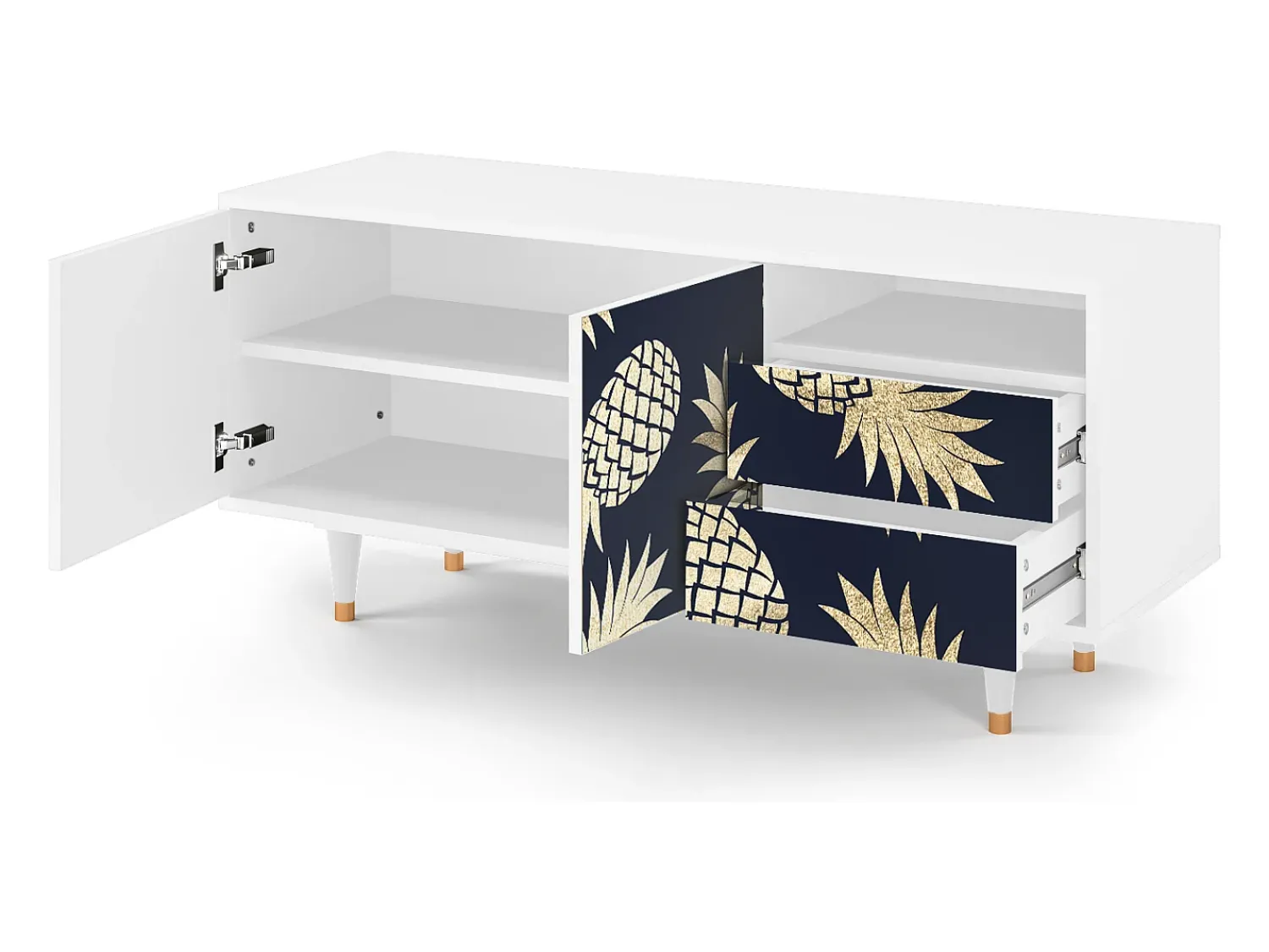 Outlet Mueble de TV - 125х56х41 cm - T7 - Sunny Pineaple, Branco Bege