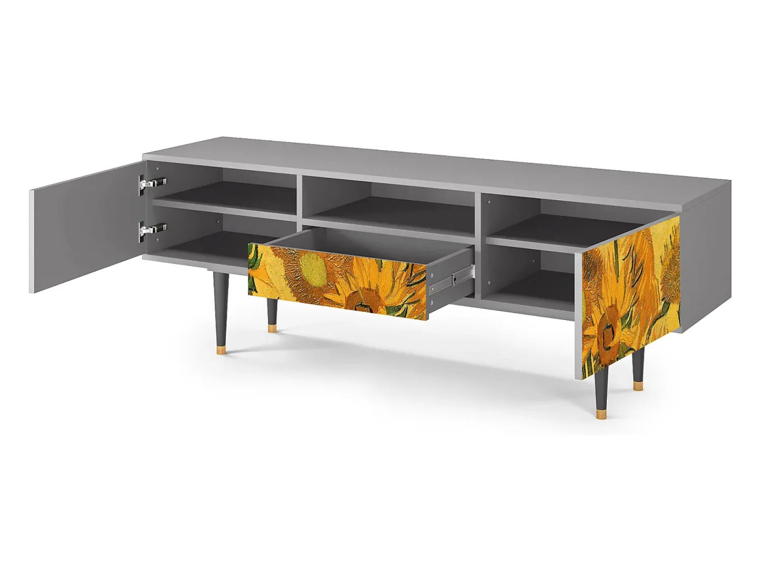 Mueble de TV - 170х59х41 cm - T6 - Sunflowers, Cinza^ Móvel De Tv