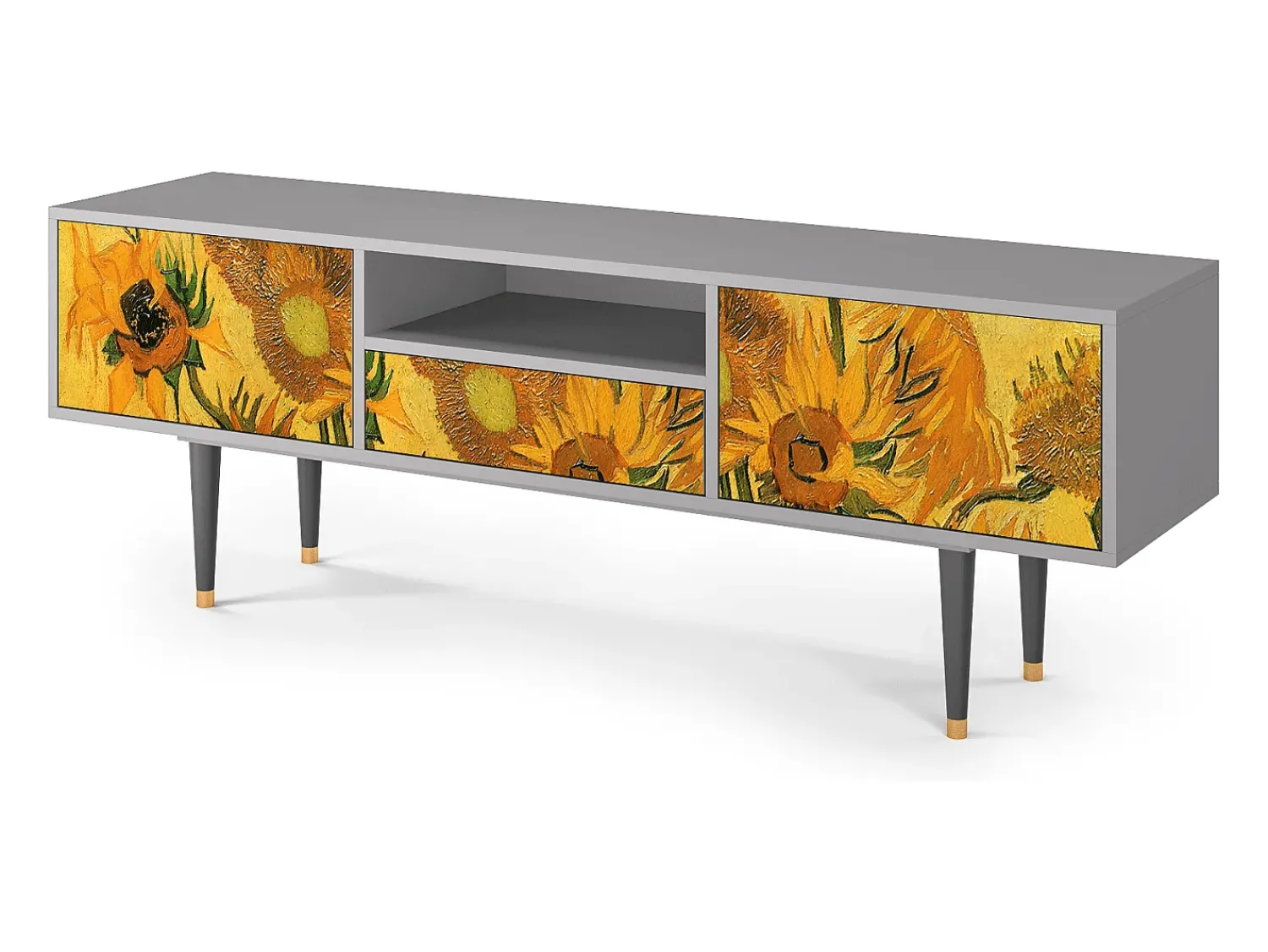 Mueble de TV - 170х59х41 cm - T6 - Sunflowers, Cinza^ Móvel De Tv