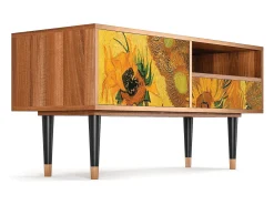 Móvel De Tv* Mueble de TV - 115х59х48 cm - T3 - Sunflowers, Nogueira Castanho