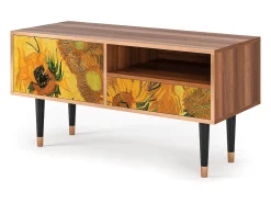 Móvel De Tv* Mueble de TV - 115х59х48 cm - T3 - Sunflowers, Nogueira Castanho