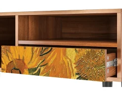 Móvel De Tv* Mueble de TV - 115х59х48 cm - T3 - Sunflowers, Nogueira Castanho