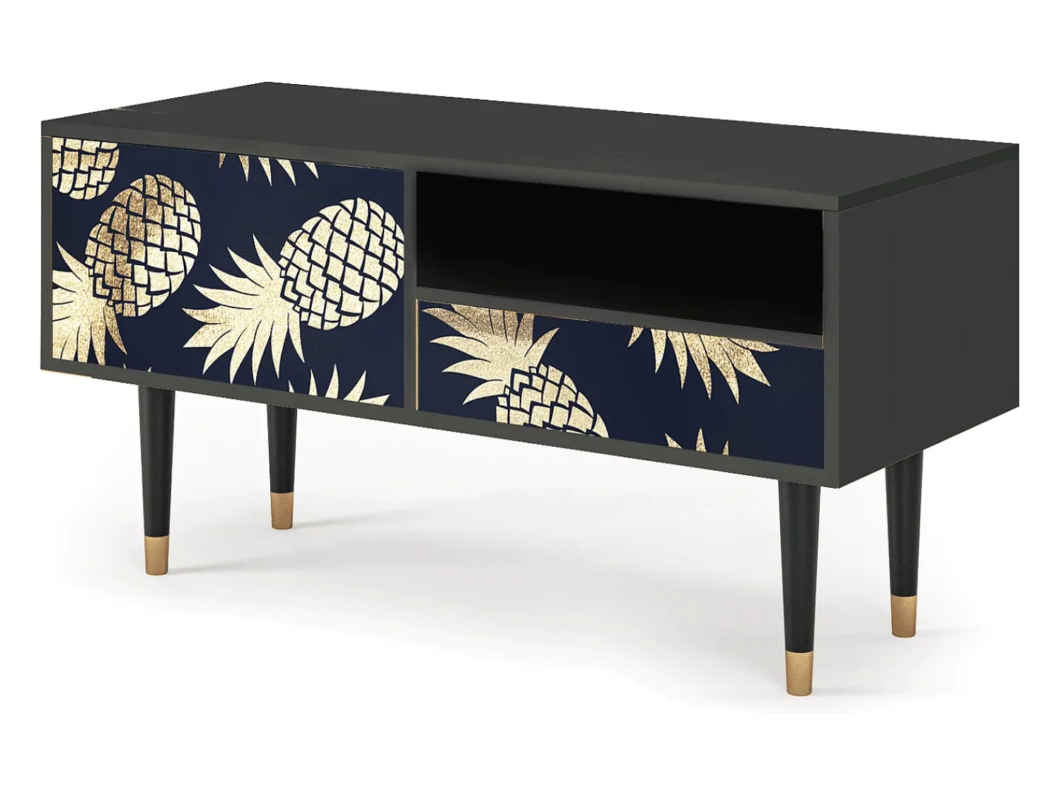 Móvel De Tv* Mueble de TV - 115х59х48 cm - T3 - Sunny Pineaple, Antracite Cinza antracite