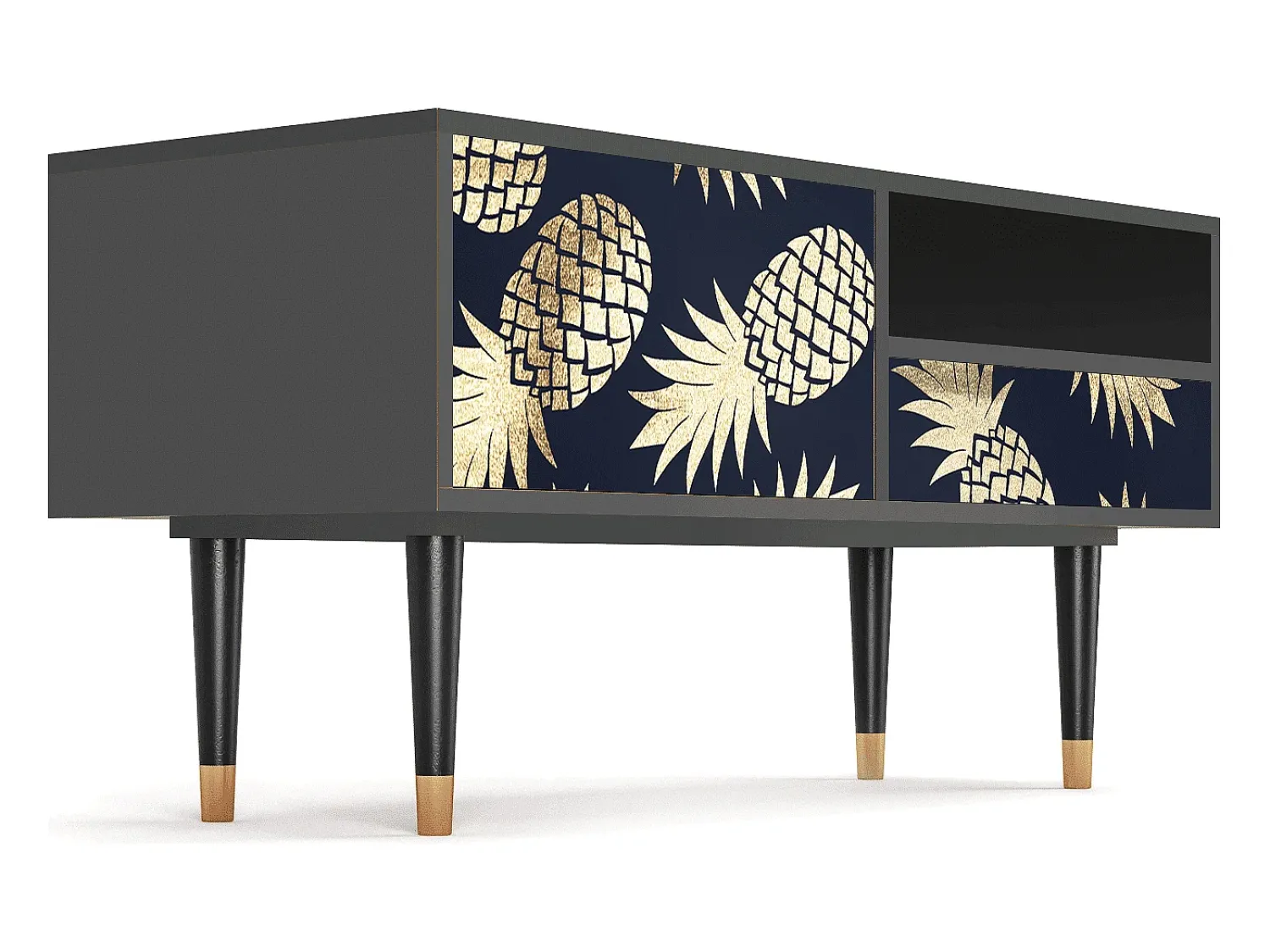 Móvel De Tv* Mueble de TV - 115х59х48 cm - T3 - Sunny Pineaple, Antracite Cinza antracite