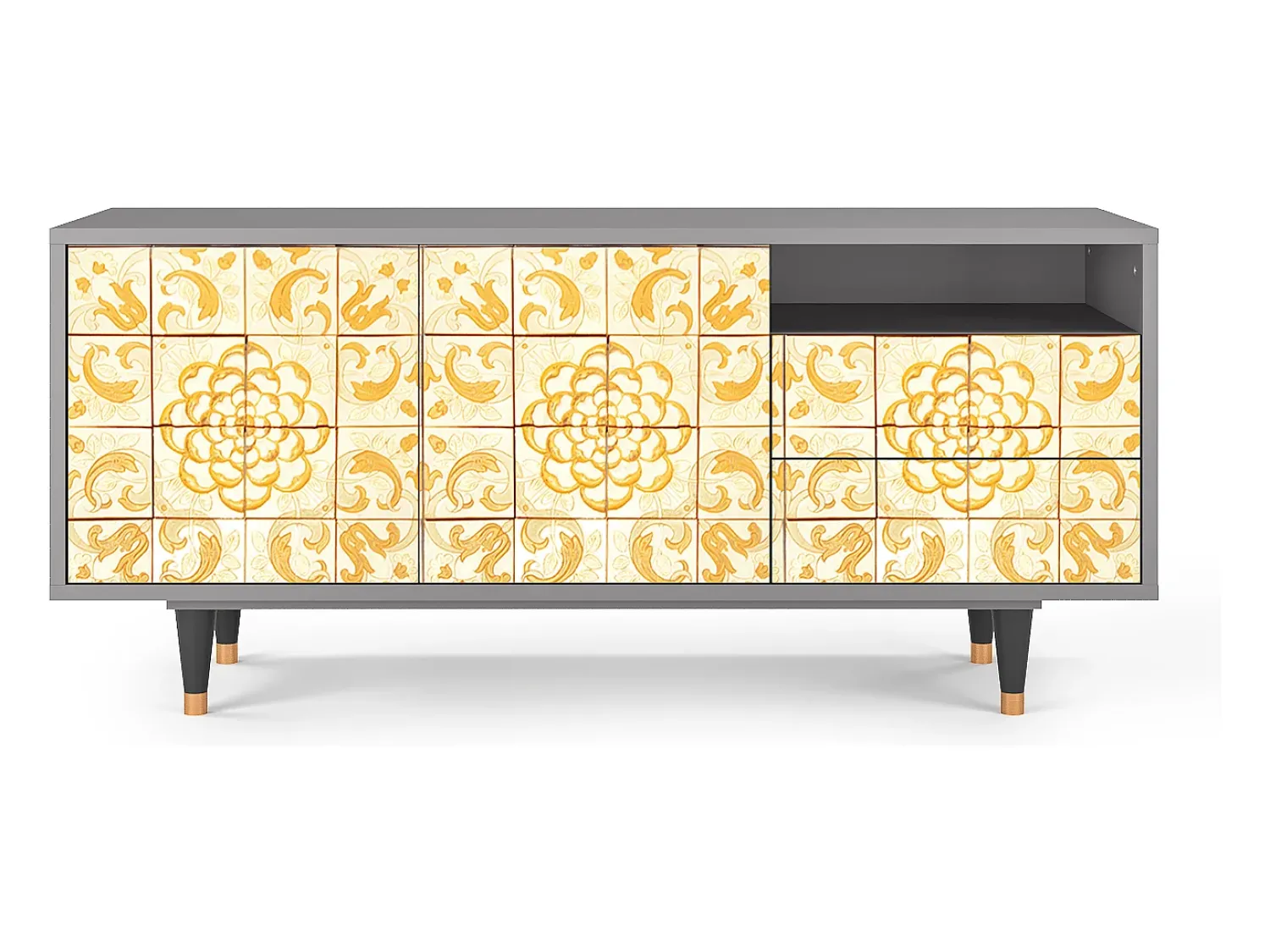 Móvel De Tv| Mueble de TV - 125х56х41 cm - T7 - Sunshiny Tile, Cinza Cinzento