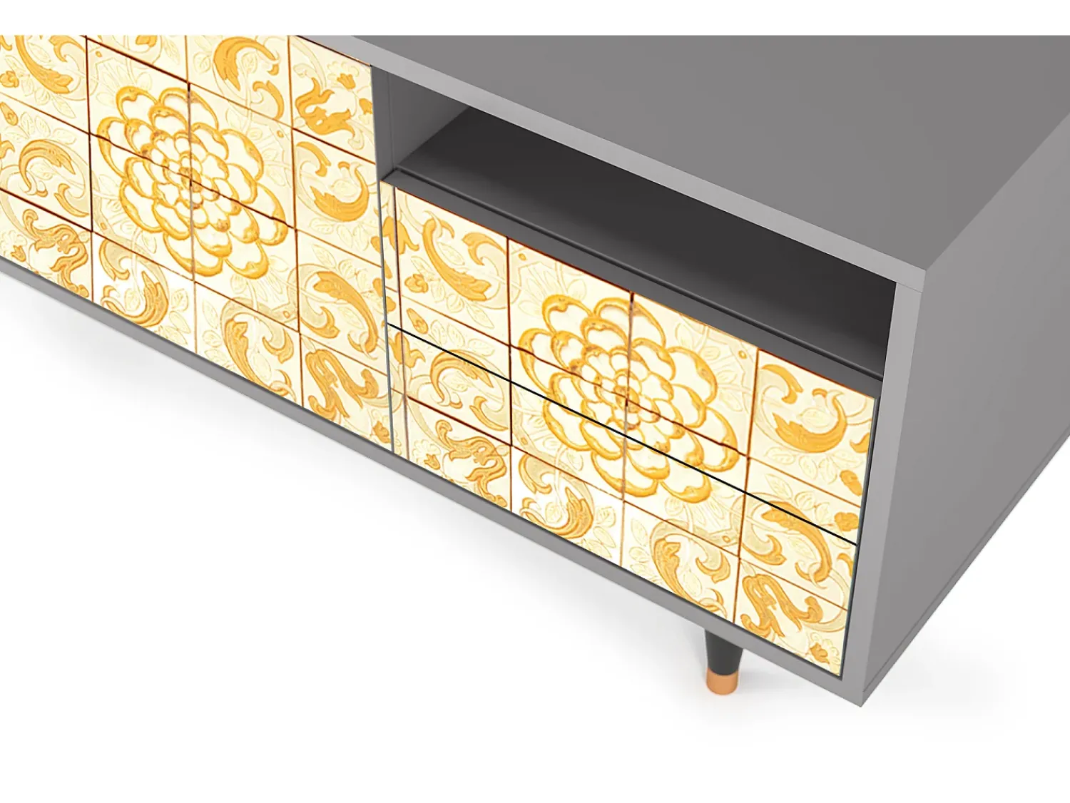 Móvel De Tv| Mueble de TV - 125х56х41 cm - T7 - Sunshiny Tile, Cinza Cinzento