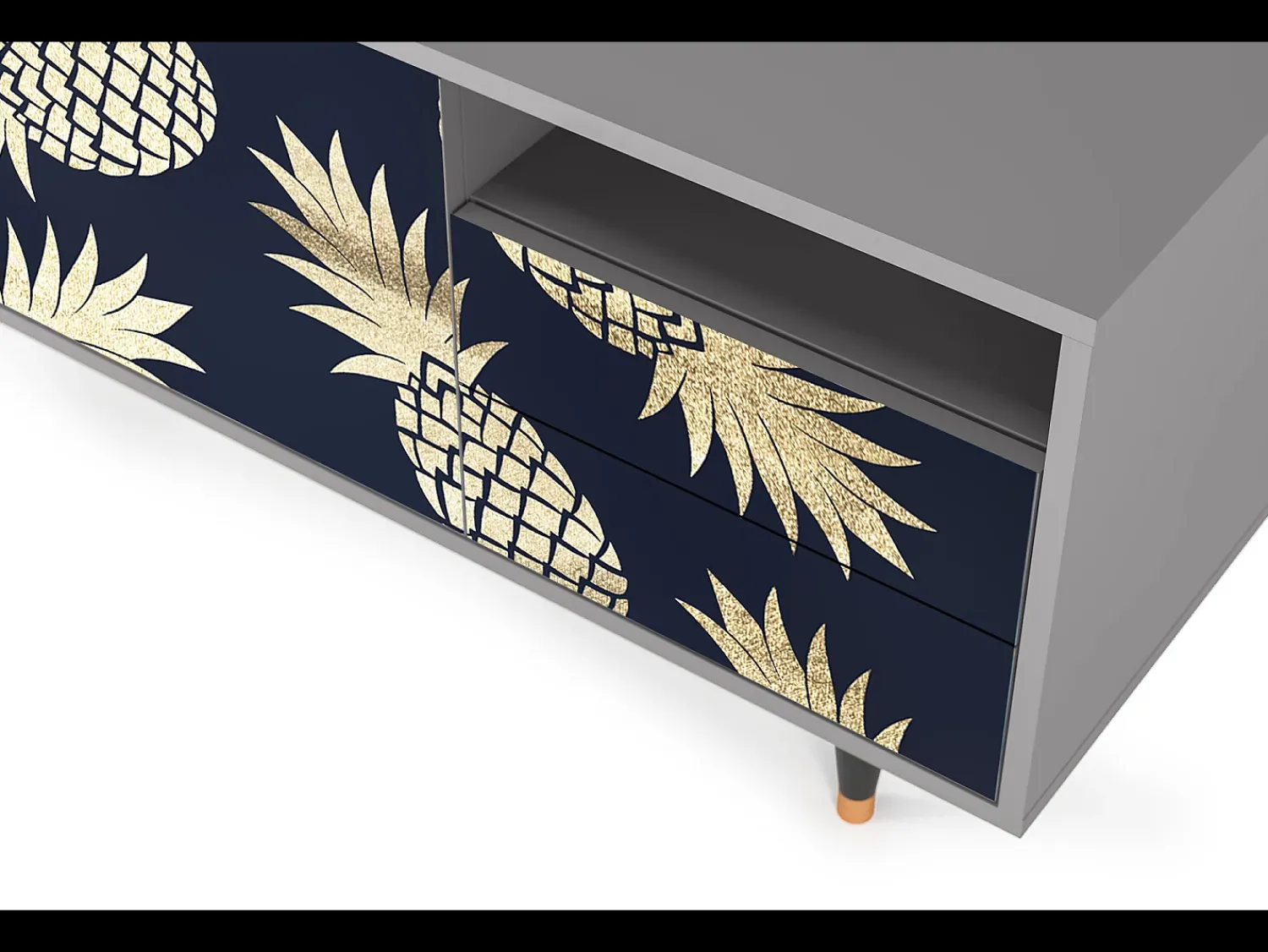 Móvel De Tv| Mueble de TV - 125х56х41 cm - T7 - Sunny Pineaple, Cinza Cinzento