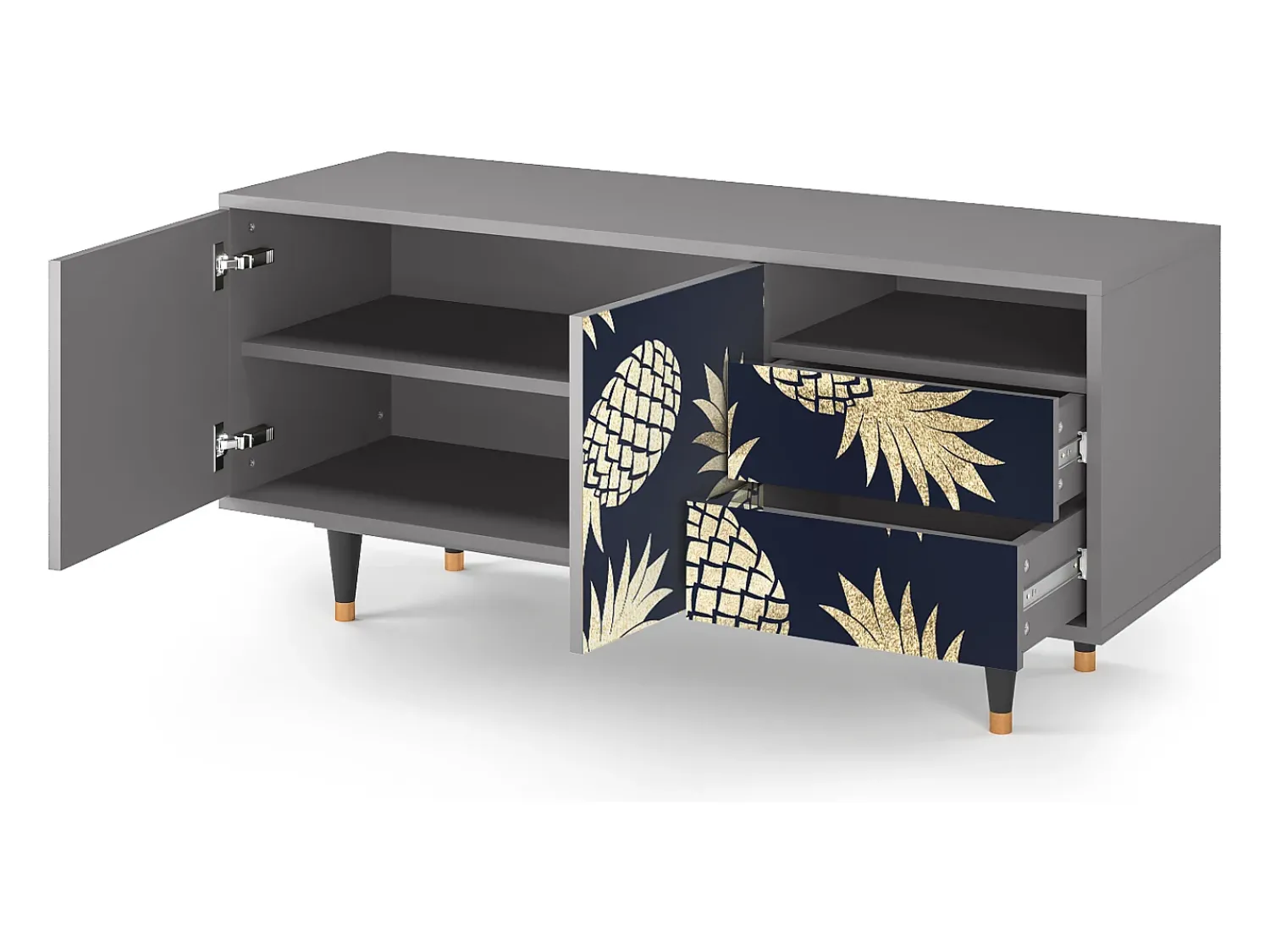 Móvel De Tv| Mueble de TV - 125х56х41 cm - T7 - Sunny Pineaple, Cinza Cinzento