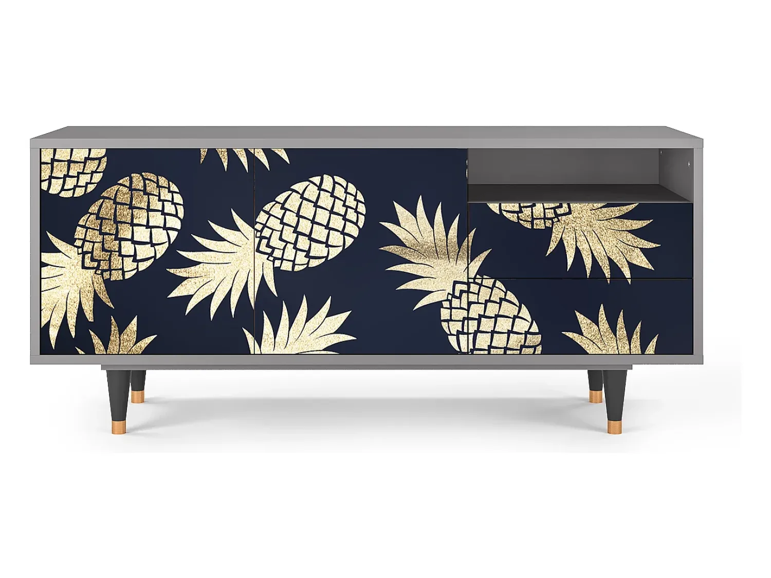 Móvel De Tv| Mueble de TV - 125х56х41 cm - T7 - Sunny Pineaple, Cinza Cinzento