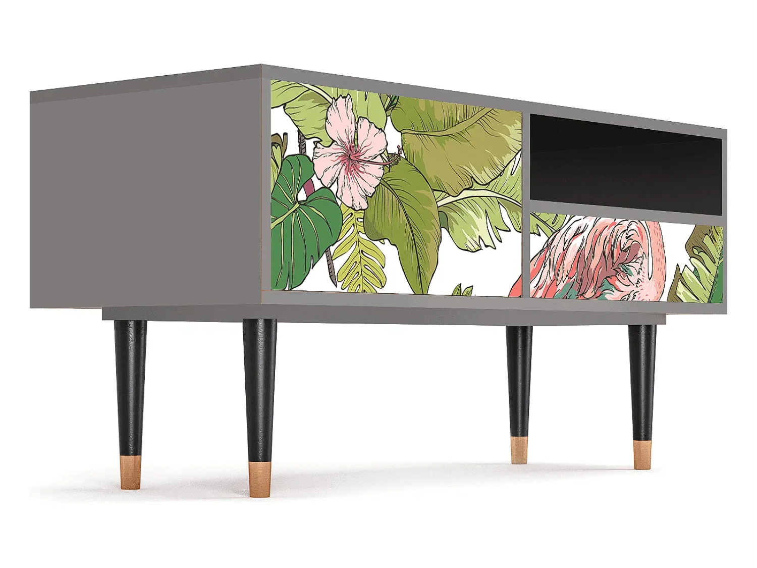 Móvel De Tv* Mueble de TV - 115х59х48 cm - T3 - Sweet Flamingo, Cinza Cinzento