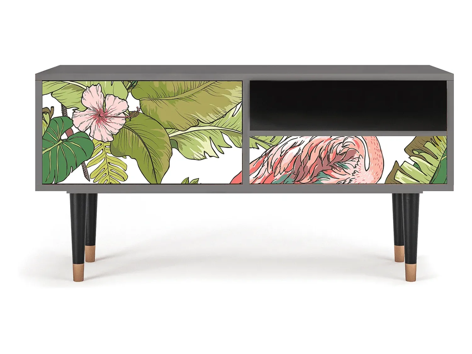 Móvel De Tv* Mueble de TV - 115х59х48 cm - T3 - Sweet Flamingo, Cinza Cinzento
