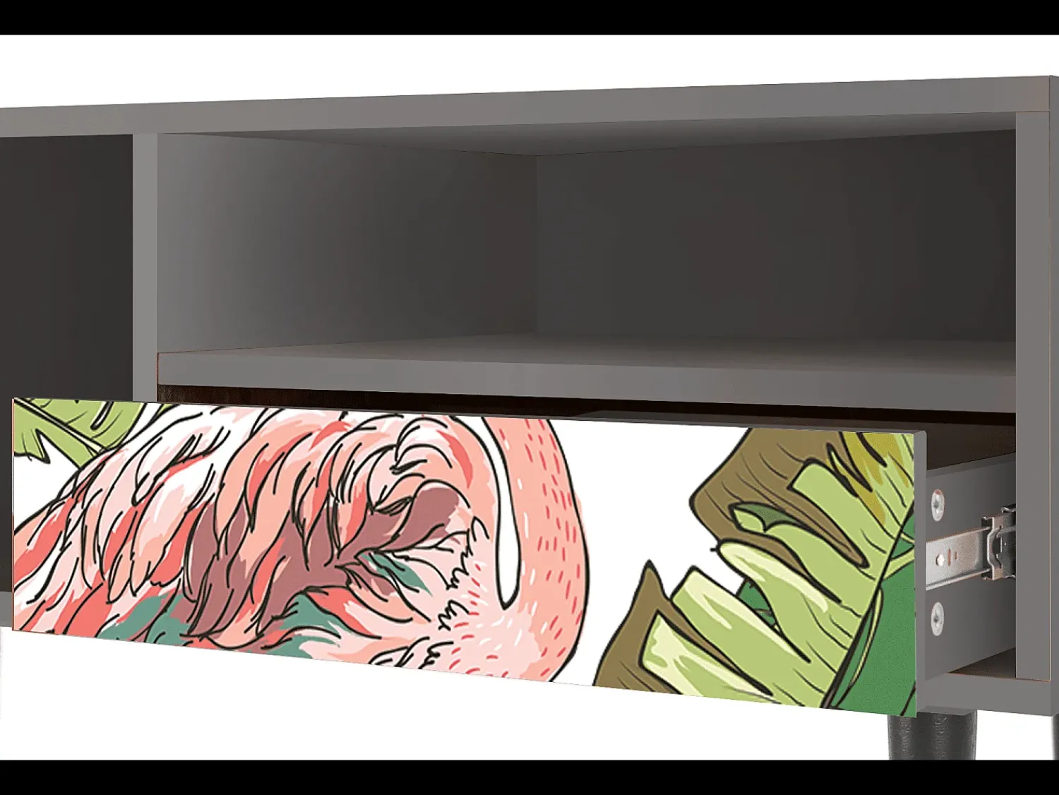 Móvel De Tv* Mueble de TV - 115х59х48 cm - T3 - Sweet Flamingo, Cinza Cinzento