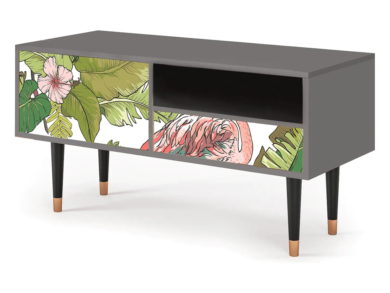 Móvel De Tv* Mueble de TV - 115х59х48 cm - T3 - Sweet Flamingo, Cinza Cinzento