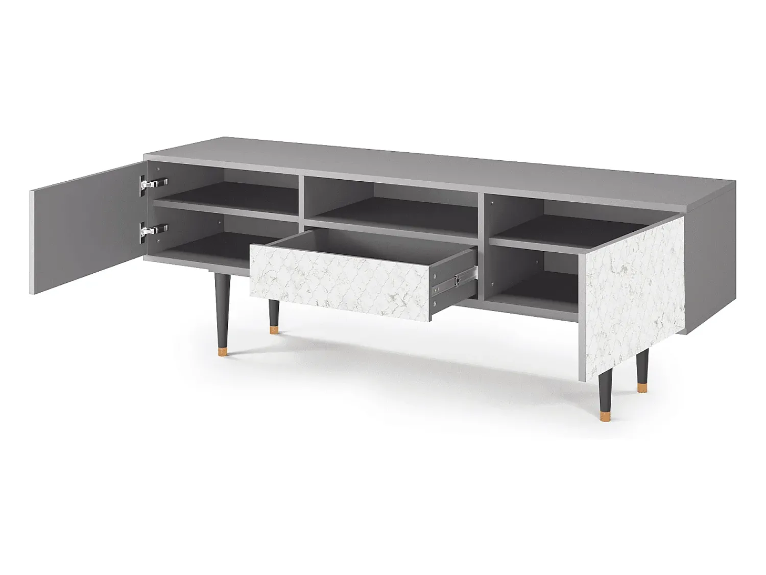 Mueble de TV - 170х59х41 cm - T6 - Sweet Cotton, Cinza^ Móvel De Tv