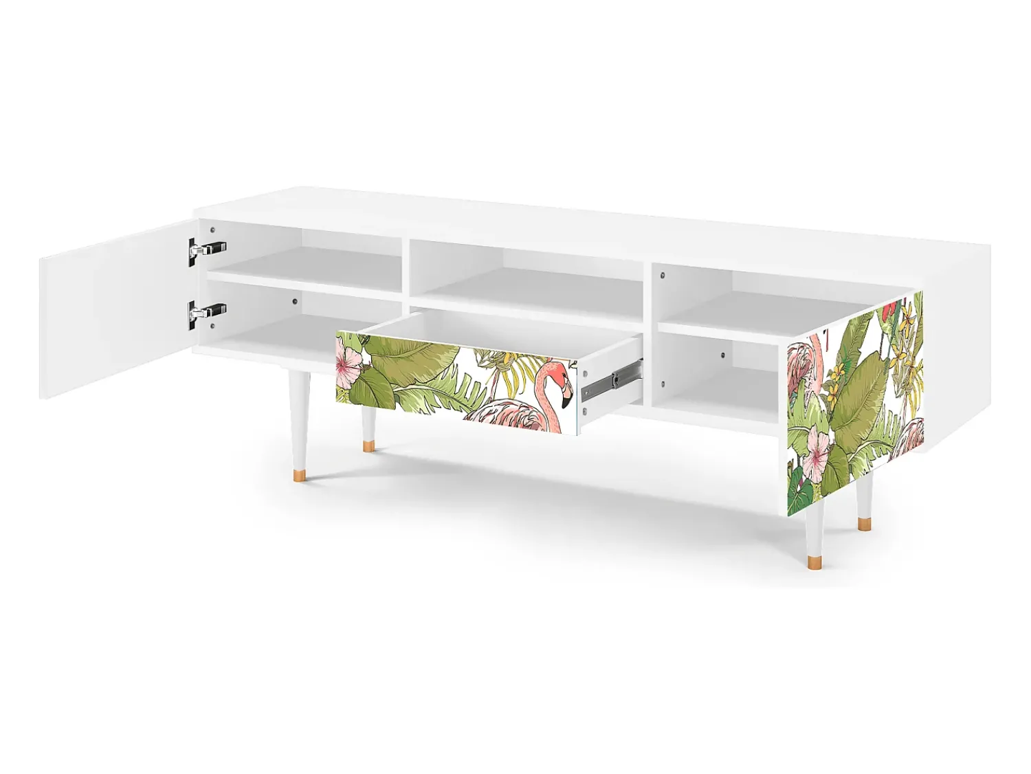 Mueble de TV - 170х59х41 cm - T6 - Sweet Flamingo, Branco^ Móvel De Tv