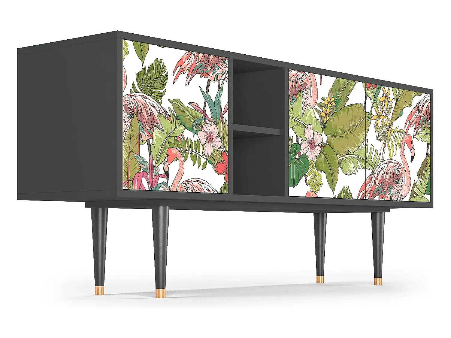 New Mueble de TV - 150х69х41 cm - T5 - Sweet Flamingo, Antracite Cinza antracite