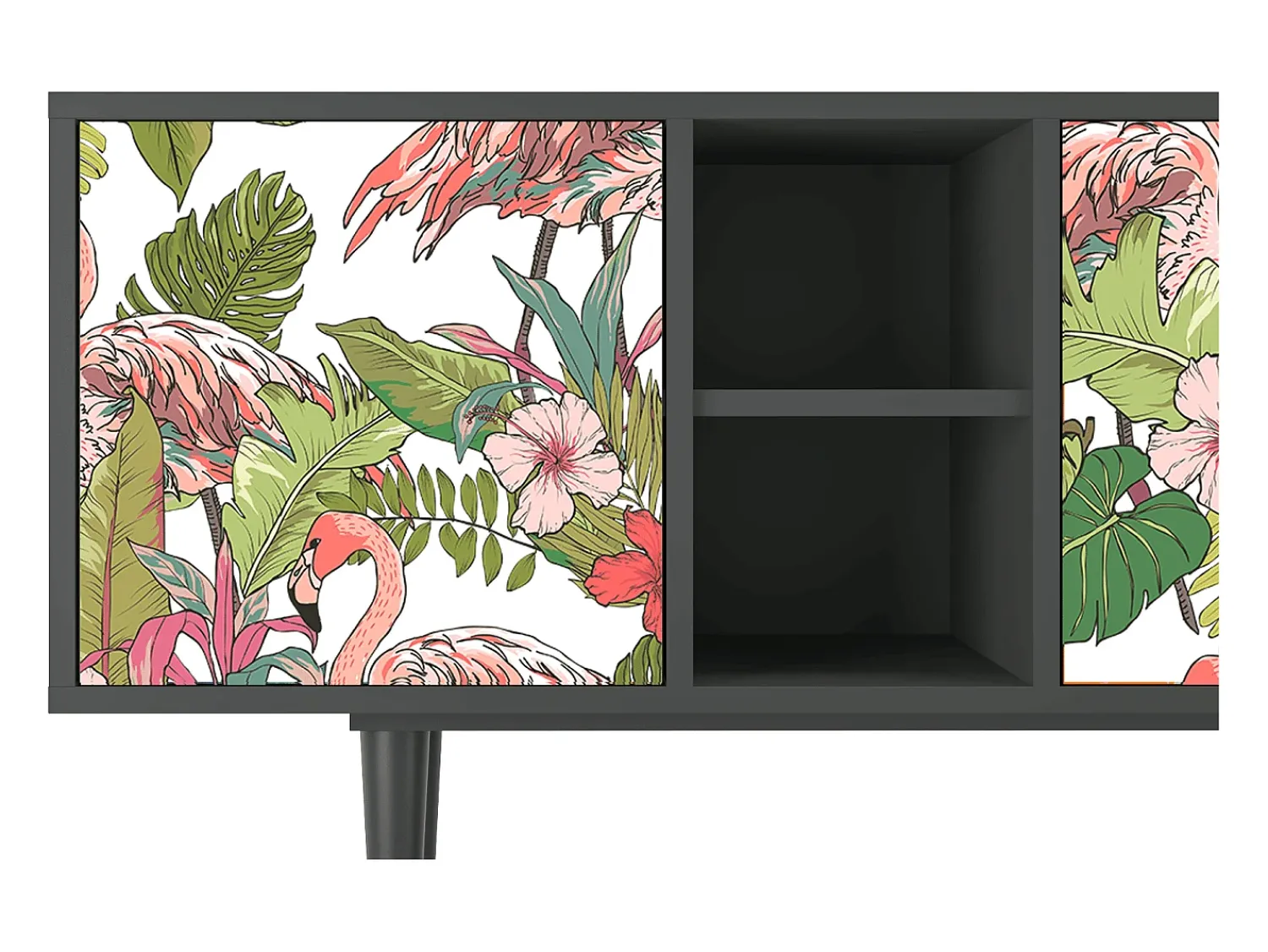 New Mueble de TV - 150х69х41 cm - T5 - Sweet Flamingo, Antracite Cinza antracite