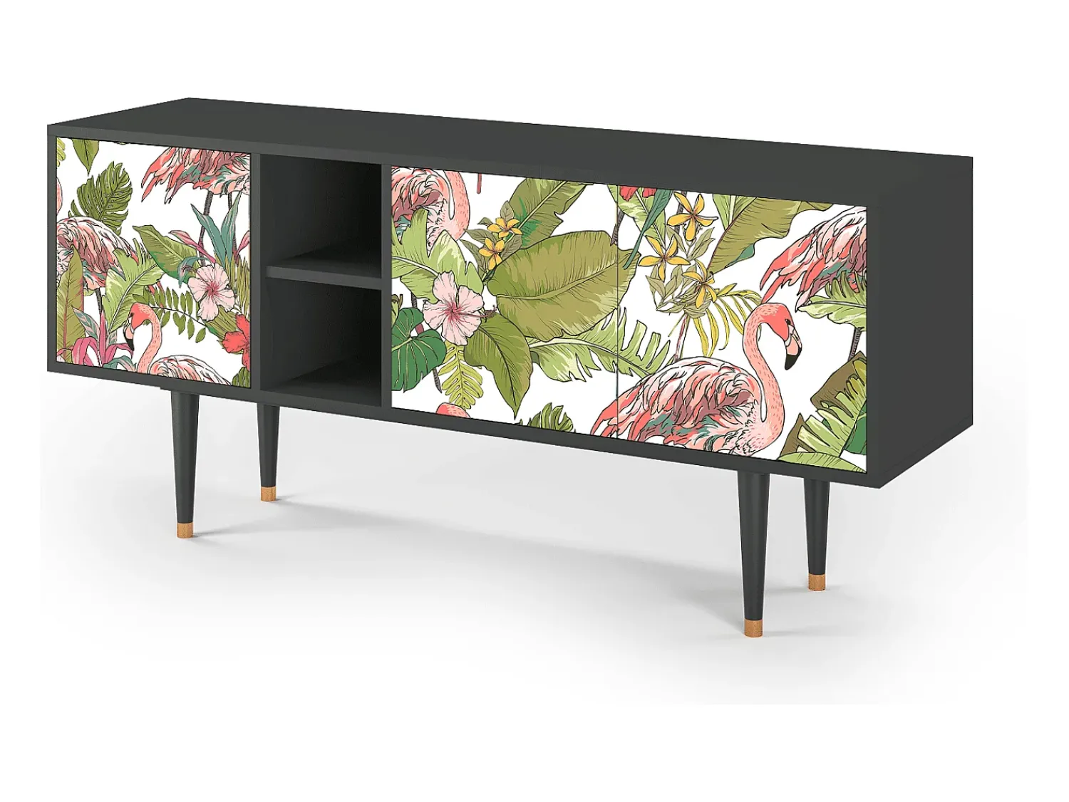New Mueble de TV - 150х69х41 cm - T5 - Sweet Flamingo, Antracite Cinza antracite