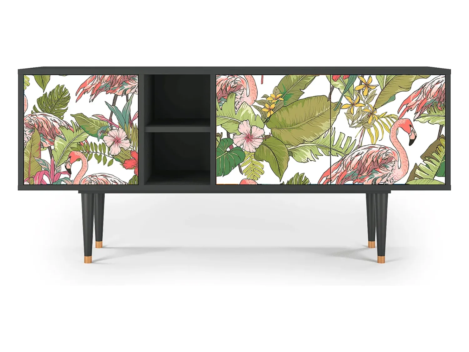 New Mueble de TV - 150х69х41 cm - T5 - Sweet Flamingo, Antracite Cinza antracite