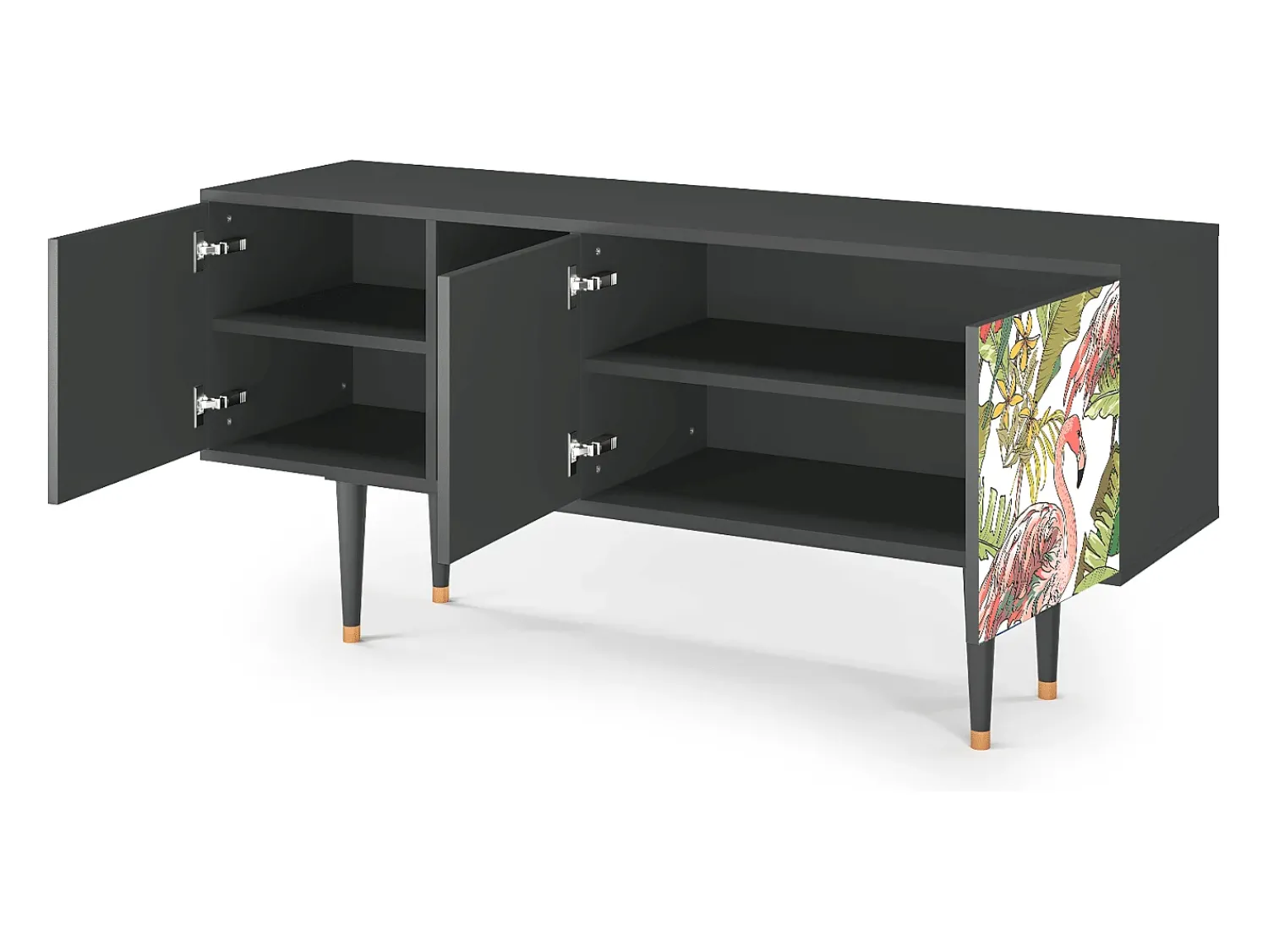 New Mueble de TV - 150х69х41 cm - T5 - Sweet Flamingo, Antracite Cinza antracite