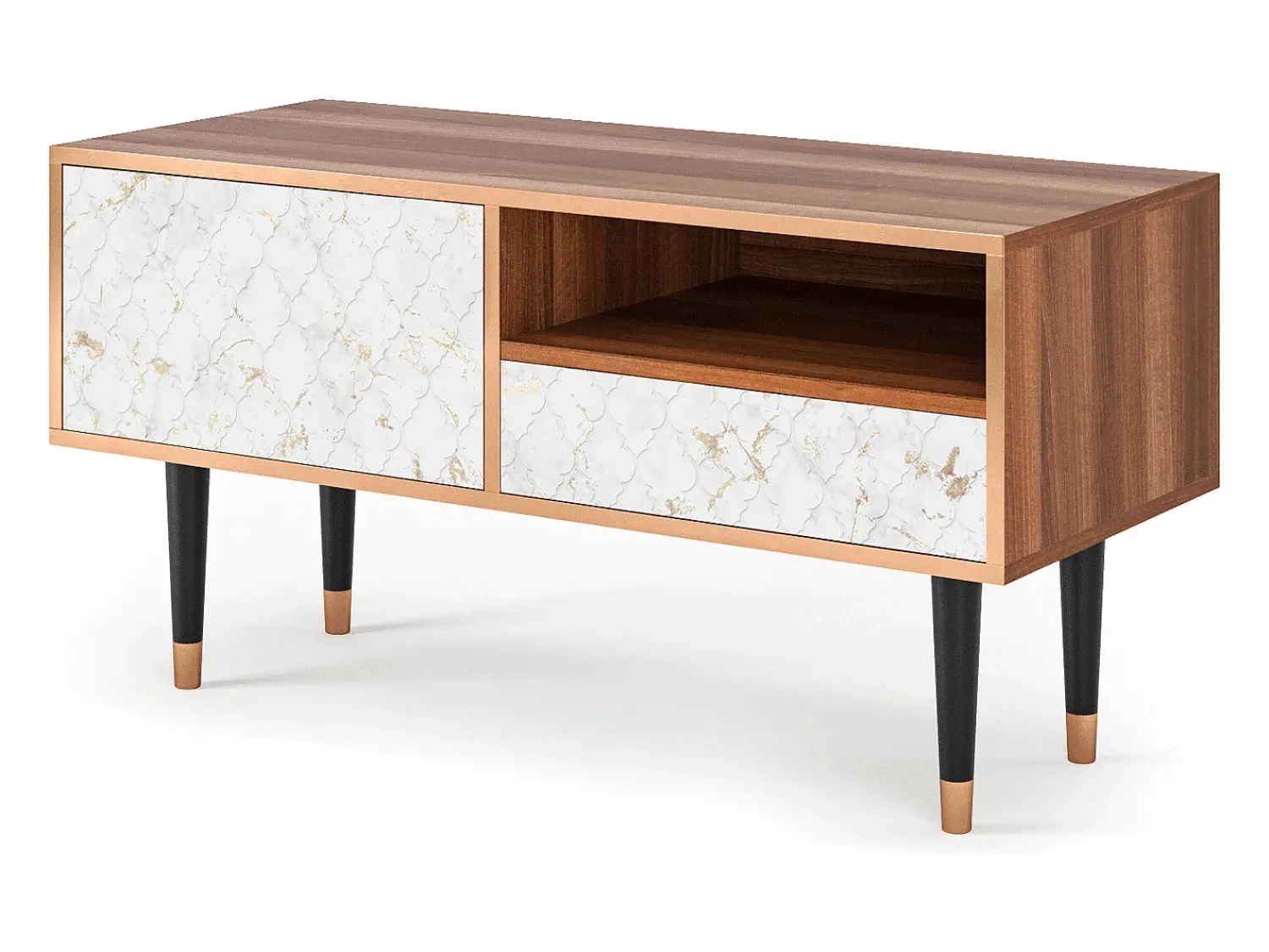 Móvel De Tv| Mueble de TV - 115х59х48 cm - T3 - Sweet Cotton, Nogueira Castanho