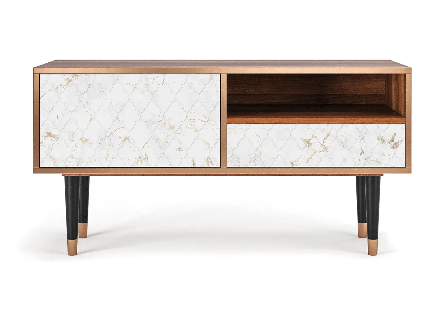 Móvel De Tv| Mueble de TV - 115х59х48 cm - T3 - Sweet Cotton, Nogueira Castanho