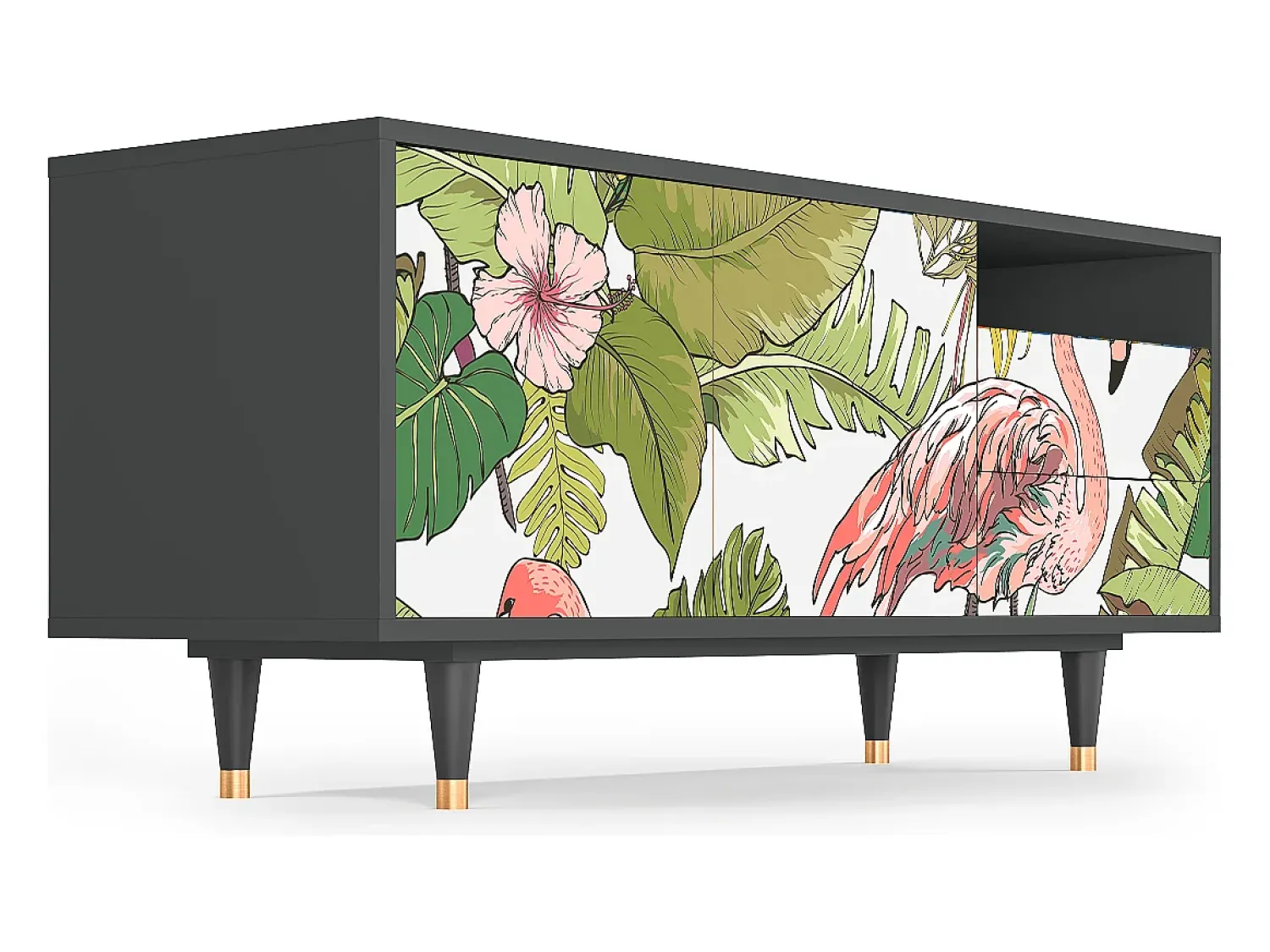 Móvel De Tv| Mueble de TV - 125х56х41 cm - T7 - Sweet Flamingo, Antracite Cinza antracite