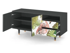 Móvel De Tv| Mueble de TV - 125х56х41 cm - T7 - Sweet Flamingo, Antracite Cinza antracite