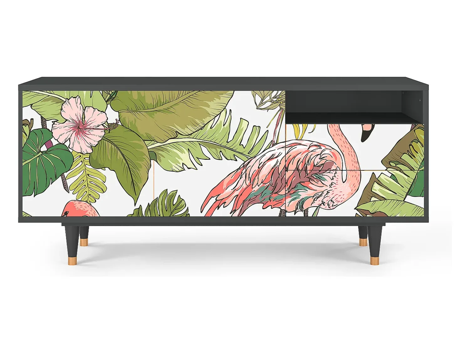 Móvel De Tv| Mueble de TV - 125х56х41 cm - T7 - Sweet Flamingo, Antracite Cinza antracite