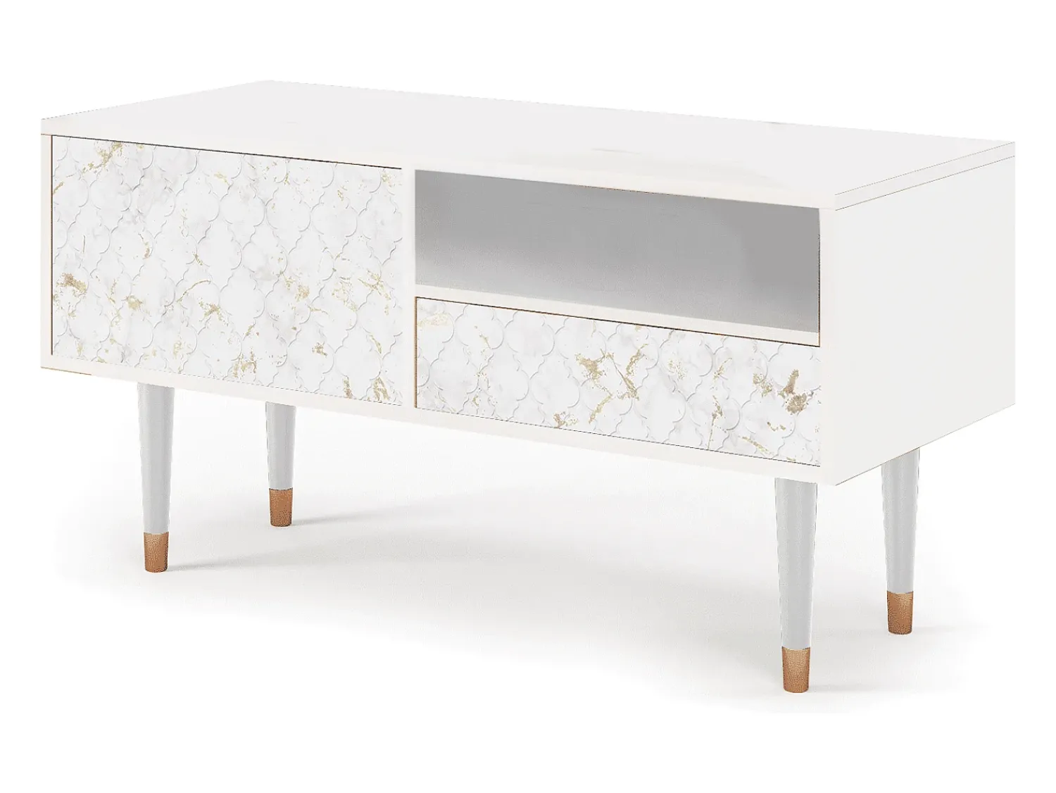Móvel De Tv| Mueble de TV - 115х59х48 cm - T3 - Sweet Cotton, Branco Bege