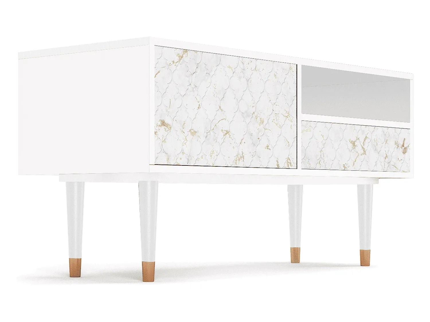 Móvel De Tv| Mueble de TV - 115х59х48 cm - T3 - Sweet Cotton, Branco Bege