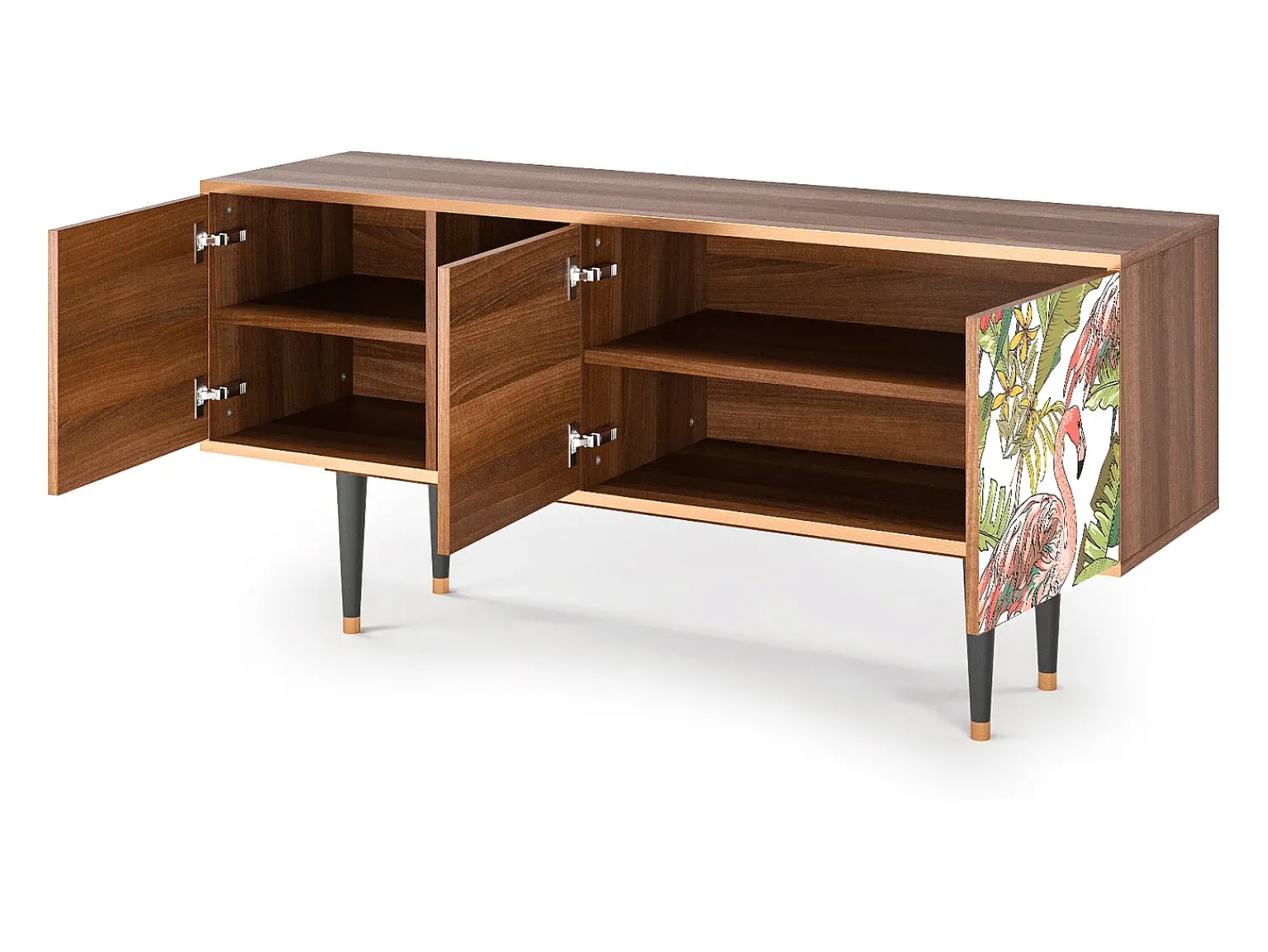 Móvel De Tv| Mueble de TV - 150х69х41 cm - T5 - Sweet Flamingo, Nogueira Castanho