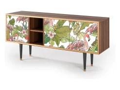 Móvel De Tv| Mueble de TV - 150х69х41 cm - T5 - Sweet Flamingo, Nogueira Castanho