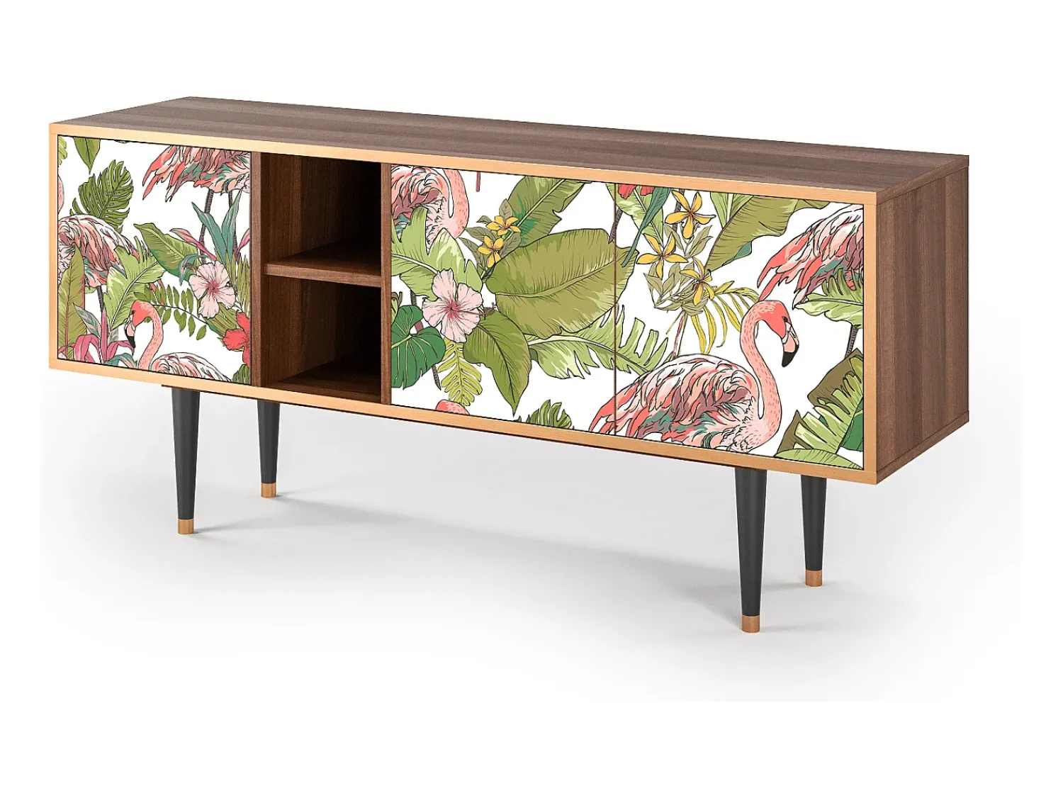 Móvel De Tv| Mueble de TV - 150х69х41 cm - T5 - Sweet Flamingo, Nogueira Castanho