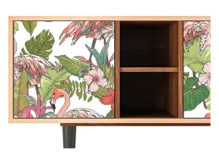 Móvel De Tv| Mueble de TV - 150х69х41 cm - T5 - Sweet Flamingo, Nogueira Castanho